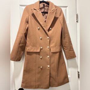 Elegant Double-Breasted Brown Pea Coat